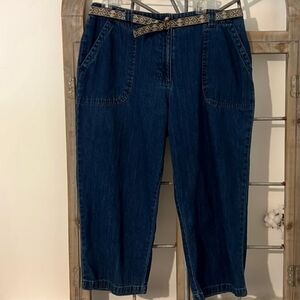 Denim Belted Capris